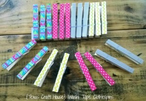 {Texas Craft House} Washi tape clothespins - these would be great to give as gifts for teachers, students, coworkers, friends or even to add some charm to your home office