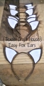 {Texas Craft House} Easy fox ears - make it yourself for a costume or dress up day - could use this same idea for cat ears too!