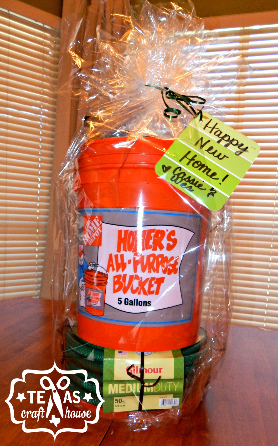 {Texas Craft House} House warming bucket gift with lots of great ideas to fill it with