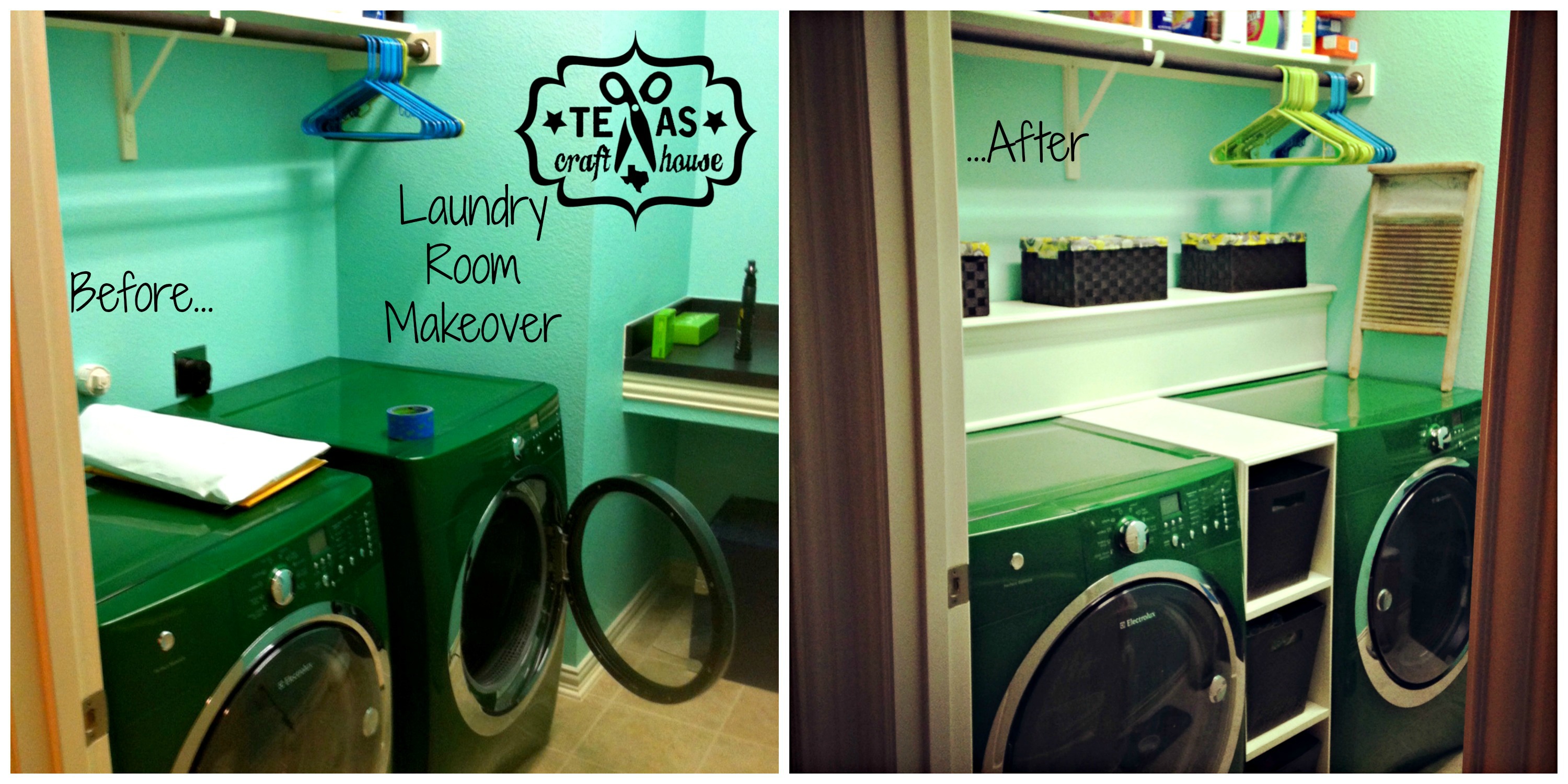 {Texas Craft House} Laundry Room Makeover: Washer & Dryer Storage How-to
